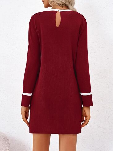 Wenrine Womens Work Dress Business Conval Contraving Contract Elegant Long Sleeve Mini Grate Mini Dress in Saudi Arabia