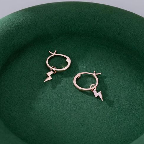 Reffeer Solid 925 Sterling Silver Lightning Bolt أقراط للنساء المراهقات أقراط الأوجه المتدلية in Saudi Arabia