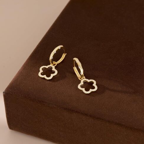 REFFEER SOLID 925 Sterling Silver Flower Hoop أقراط تتدلى للنساء في سن المراهقة الفتيات CZ زهرة إسقاط الأقراط in Saudi Arabia