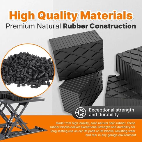 4 Pack 6-3/8" x 4-3/4" x 2" Solid Rubber Auto Lift Block Pads, Heavy-Duty Rubber Blocks for Car Lift Pads, Lift Blocks, Camper Stabilizer Jack Pads-Anti-Slip Texture,3000lb Capacity in Saudi Arabia