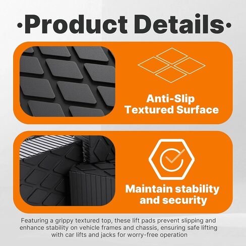 4 Pack 6-3/8" x 4-3/4" x 2" Solid Rubber Auto Lift Block Pads, Heavy-Duty Rubber Blocks for Car Lift Pads, Lift Blocks, Camper Stabilizer Jack Pads-Anti-Slip Texture,3000lb Capacity in Saudi Arabia