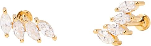 Zola Four Marquise Flat Back Strains - Hypoallergenic 14k Gold Vermeil Plating مع أحجار الزركونيا المكعبة المتلألئة - الأقراط النسائية - المجوهرات الفاخرة اليومية - هدايا لأمي in Kuwait