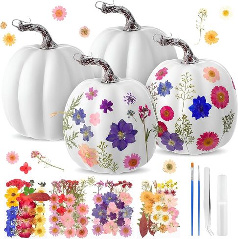 Leinuosen 104pcs 6.3 '' Diy Fall Foor Craft Kit 4pcs Foam Foam Pumpkins Art و 100pcs flower for Girl Night Craft Club Decore (أوراق بنية) in Saudi Arabia