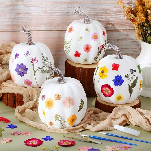 Leinuosen 104pcs 6.3 '' Diy Fall Foor Craft Kit 4pcs Foam Foam Pumpkins Art و 100pcs flower for Girl Night Craft Club Decore (أوراق بنية) in Saudi Arabia