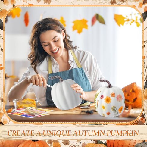 Leinuosen 104pcs 6.3 '' Diy Fall Foor Craft Kit 4pcs Foam Foam Pumpkins Art و 100pcs flower for Girl Night Craft Club Decore (أوراق بنية) in Saudi Arabia