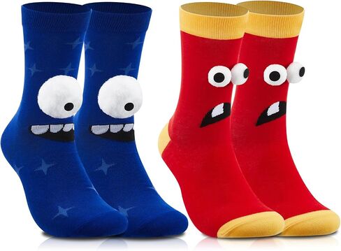 2 Pairs Silly Socks Novelty Monster Wacky Socks Funny Sock(Handwash Only) 3D Eyes Adult Chenille Fuzzy Plush Crew in Saudi Arabia