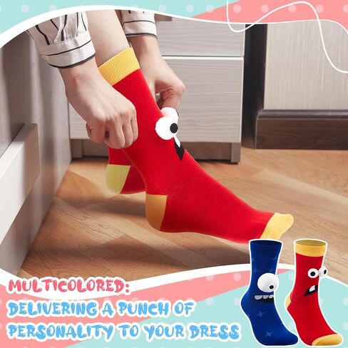 2 Pairs Silly Socks Novelty Monster Wacky Socks Funny Sock(Handwash Only) 3D Eyes Adult Chenille Fuzzy Plush Crew in Saudi Arabia