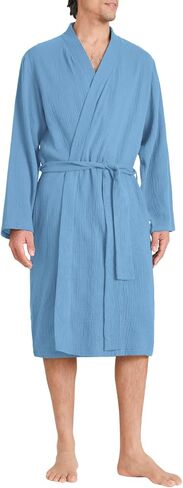 Latuza Men's Cotton Gauze Robe Lightweight Bathrobe with Pockets in Saudi Arabia