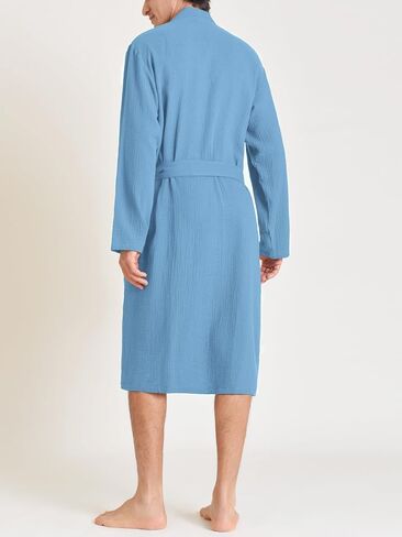 Latuza Men's Cotton Gauze Robe Lightweight Bathrobe with Pockets in Saudi Arabia