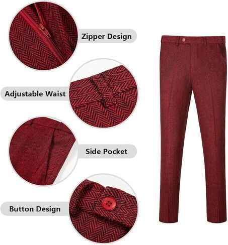 رجال بني تويد الرجعية بدلة 3 قطعة من العمود الفرجح النحيف بدلات الزفاف تراتسدز مجموعة السترة السترة السترة سروال للرجال in Kuwait