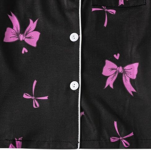 Myfav Girls Pajama يضبط زر 3pcs أسفل شورت قصير الأكمام وسروال طويل مع أنماط لطيفة sleepwearyy للمراهقين in Saudi Arabia