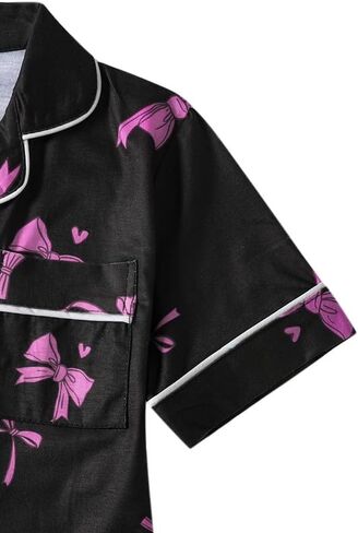 Myfav Girls Pajama يضبط زر 3pcs أسفل شورت قصير الأكمام وسروال طويل مع أنماط لطيفة sleepwearyy للمراهقين in Saudi Arabia