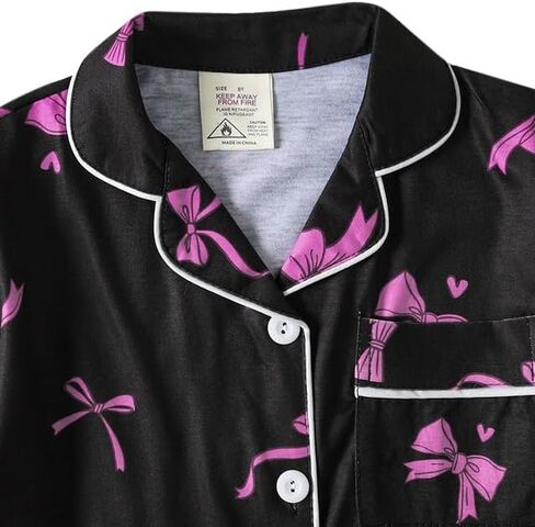 Myfav Girls Pajama يضبط زر 3pcs أسفل شورت قصير الأكمام وسروال طويل مع أنماط لطيفة sleepwearyy للمراهقين in Saudi Arabia