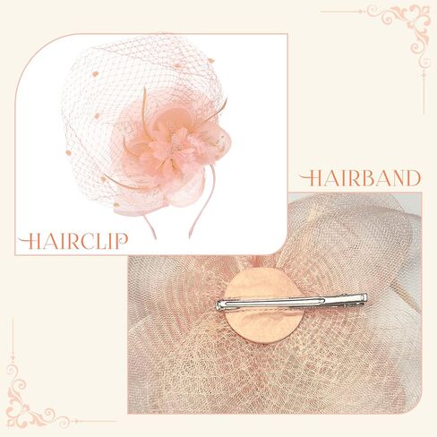 7pcs fascinators for Women ، 20s 50s Tea Party Hats for Women ، قبعات حفلة شاي شاي اللؤلؤة الريشة والمجوهرات in Saudi Arabia