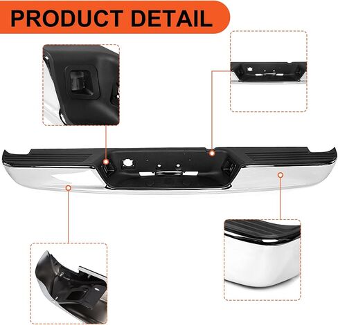 ECOTRIC Rear Step Bumper Assembly Compatible with 2002-2009 Dodge Ram 1500 2500 3500 W/License Plate Light Replace for CH1103111 CH1103108 55077107AD 55077107AF Fleetside Styleside Chrome in Saudi Arabia