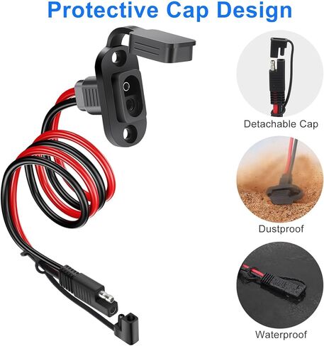 Linkstyle 2PCS SAE Quick Connector Harness,1FT 10AWG SAE Adapter Male Plug to Female Socket Cable,Waterproof SAE Extension Cable Power Socket Sidewall Port for Solar Panel Generator Battery Charger in Kuwait