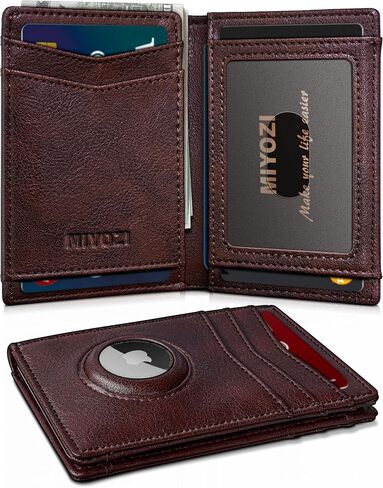 Airtag Slim Leather Wallet for Men - 12-Card Capacity, Magnetic Closure, Money Clip & Simplified Bill Compartment, RFID Blocking (4.3" x 3.0") | Gift Boxed in Saudi Arabia