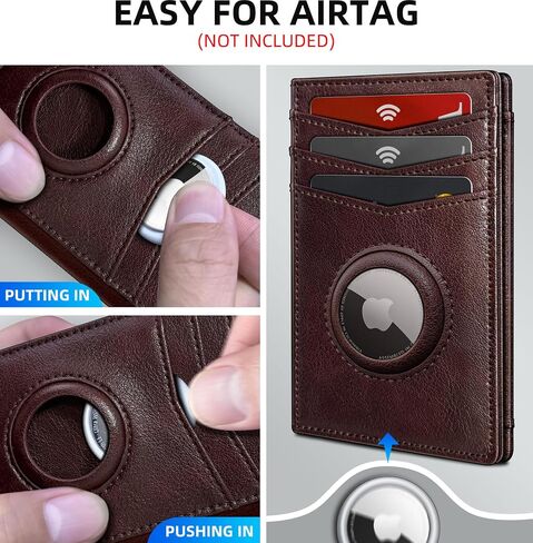 Airtag Slim Leather Wallet for Men - 12-Card Capacity, Magnetic Closure, Money Clip & Simplified Bill Compartment, RFID Blocking (4.3" x 3.0") | Gift Boxed in Saudi Arabia