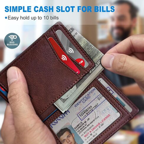 Airtag Slim Leather Wallet for Men - 12-Card Capacity, Magnetic Closure, Money Clip & Simplified Bill Compartment, RFID Blocking (4.3" x 3.0") | Gift Boxed in Saudi Arabia