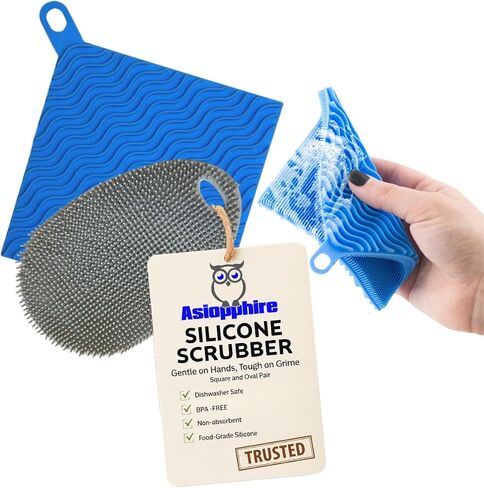 Silicone Sponge Dish Scrubber - Food Grade Silicone Dish Scrubber and Housecleaning - BPA Free Silicone Kitchen Scrubber [4 Pack Ovals] in Saudi Arabia