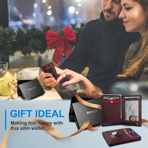 Airtag Slim Leather Wallet for Men - 12-Card Capacity, Magnetic Closure, Money Clip & Simplified Bill Compartment, RFID Blocking (4.3" x 3.0") | Gift Boxed in Saudi Arabia