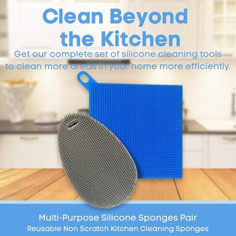 Silicone Sponge Dish Scrubber - Food Grade Silicone Dish Scrubber and Housecleaning - BPA Free Silicone Kitchen Scrubber [4 Pack Ovals] in Saudi Arabia