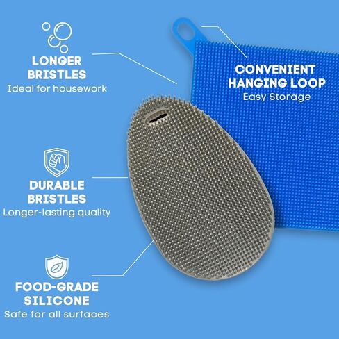 Silicone Sponge Dish Scrubber - Food Grade Silicone Dish Scrubber and Housecleaning - BPA Free Silicone Kitchen Scrubber [4 Pack Ovals] in Saudi Arabia