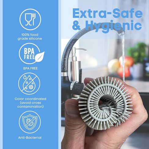 Silicone Sponge Dish Scrubber - Food Grade Silicone Dish Scrubber and Housecleaning - BPA Free Silicone Kitchen Scrubber [4 Pack Ovals] in Saudi Arabia