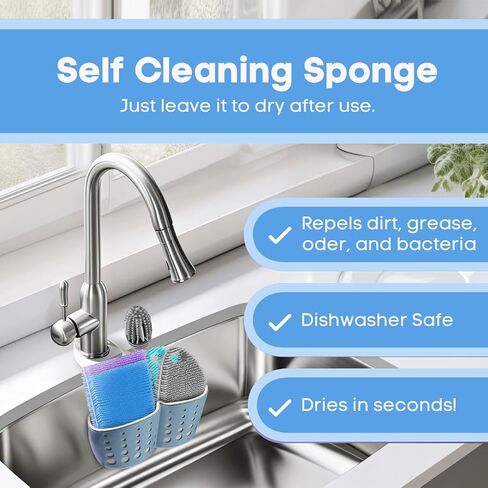 Silicone Sponge Dish Scrubber - Food Grade Silicone Dish Scrubber and Housecleaning - BPA Free Silicone Kitchen Scrubber [4 Pack Ovals] in Saudi Arabia