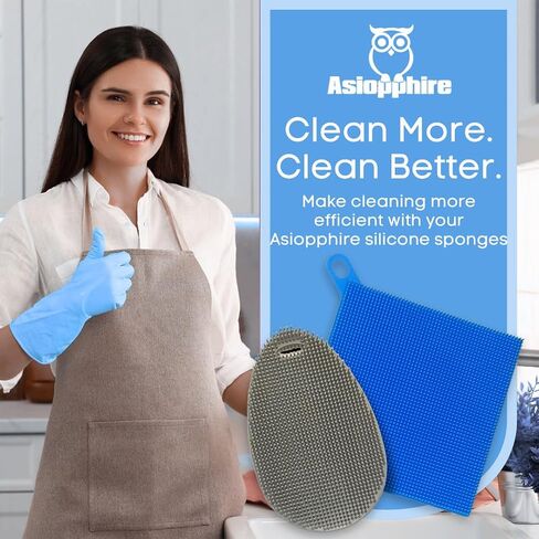 Silicone Sponge Dish Scrubber - Food Grade Silicone Dish Scrubber and Housecleaning - BPA Free Silicone Kitchen Scrubber [4 Pack Ovals] in Saudi Arabia
