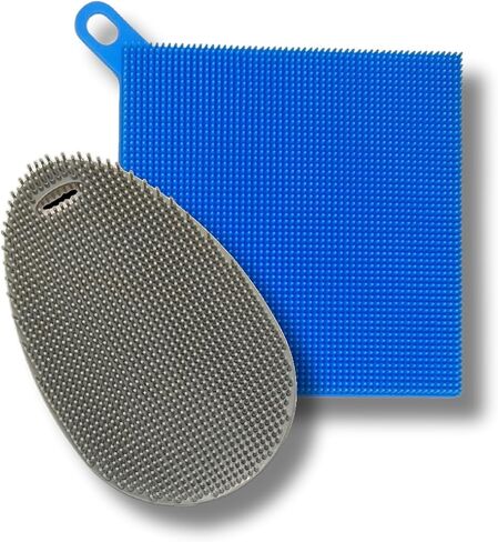 Silicone Sponge Dish Scrubber - Food Grade Silicone Dish Scrubber and Housecleaning - BPA Free Silicone Kitchen Scrubber [4 Pack Ovals] in Saudi Arabia
