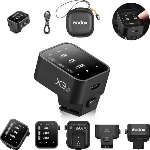 Godox X3 X3C Flash Trigger for Canon, Touchscreen interface & local controls, Built-in Type-C Charging Battrery TTL HSS 2.4G Wireless Speedlite Trigger kit with Storage Bag for indoor outdoor shooting in Saudi Arabia