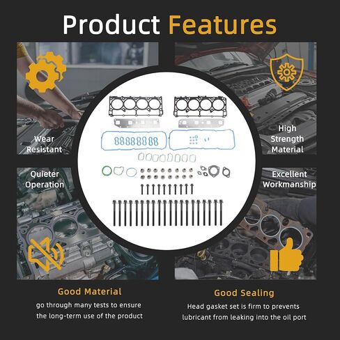 مجموعة حشية الرأس MLS مع مسامير، HS26284PT-1 ES72200، لسيارة دودج تشارجر دورانجو ماغنوم رام 1500/2500/3500، لسيارة جيب كوماندر جراند شيروكي، لسيارة كرايسلر 300 أسبن، 2003-2008، 5.7L V8 OHV Vin Code: D 2 in Kuwait