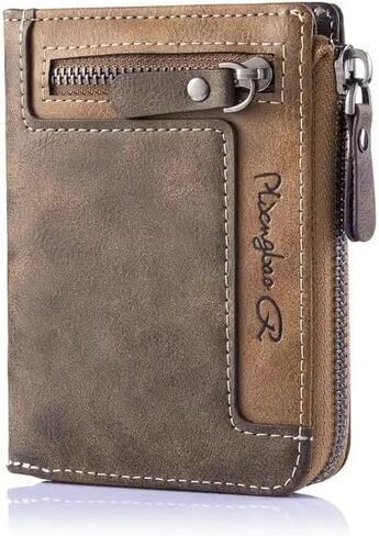 1pc Men's Retro Short Wallet, Multifunctional Fashion Zipper Pu Leather Wallet, ldeal Gift For Men in Saudi Arabia