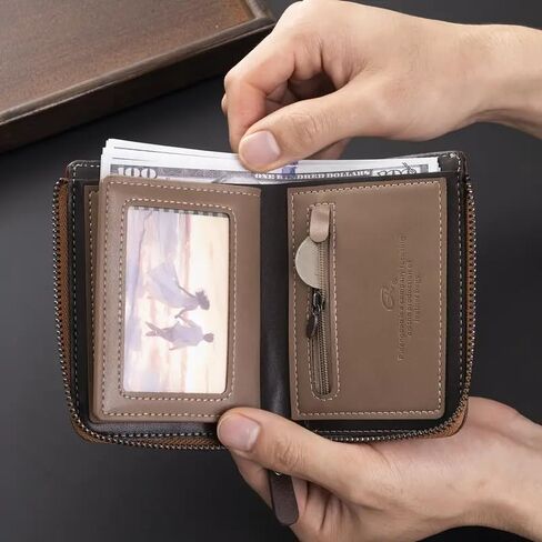 1pc Men's Retro Short Wallet, Multifunctional Fashion Zipper Pu Leather Wallet, ldeal Gift For Men in Saudi Arabia