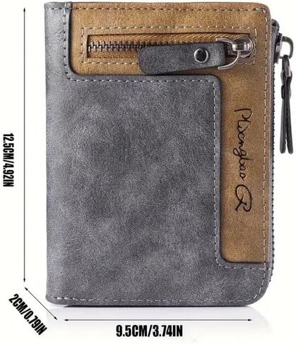 1pc Men's Retro Short Wallet, Multifunctional Fashion Zipper Pu Leather Wallet, ldeal Gift For Men in Saudi Arabia