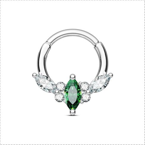 OUFER Septum Rings 16G Green CZ Septum Hoops Rings, 316L Surgical Steel Septum Piercing Jewelry, Hinged Segment Daith Helix Cartilage Earrings For Women Men in Saudi Arabia