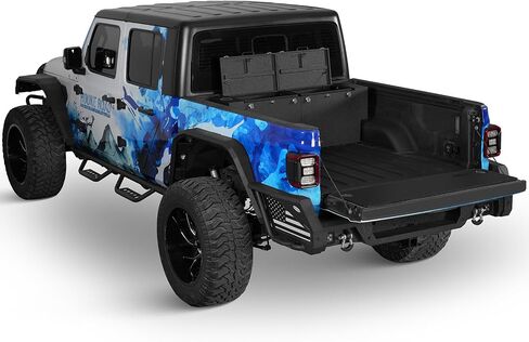 صندوق أدوات سرير مصارع هوك رود لعام 2020-2025 Jeep Gladiator JT ، صندوق أدوات التخزين الثقيل مع الأقفال والمقابض ، صناديق مقاومة للماء من الفولاذ الأسود المزخرف in Kuwait