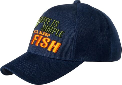 Life is Simple - Eat, Sleep, & Fish Camo Hat - Funny Fishing Gift - 100% Cotton Embroidered Cap in Saudi Arabia