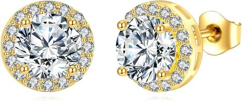14K الذهب الحقيقي Moissanite الأقراط الصلبة الذهب الصفراء مجوهرات مجوهرات عيد ميلاد عيد الميلاد هدايا عيد الميلاد للنساء in Saudi Arabia