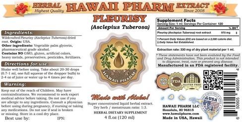 Hawaii Pharm Pleurisy (Asclepius tuberosa) مستخلص السائل ، صبغة ، ملحق عشبي ، مصنوع في الولايات المتحدة ، 4 fl.oz in Saudi Arabia