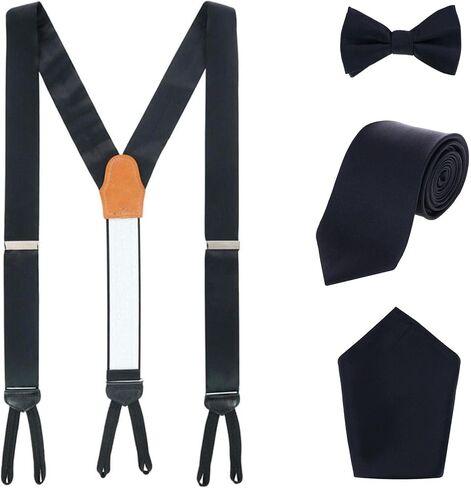 Trafalgar Sutton Solid Color Silk Brace Bow Tie Necktie and Pocket Square Set in Saudi Arabia