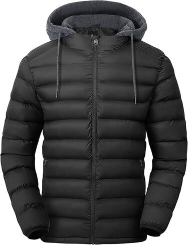 SWISSWELL Mens Lightweight Puffer Jacket with Hood Quilted Insulated Water-Resistant Coat Warm Winter Zip Up Hooded Jacket in Saudi Arabia