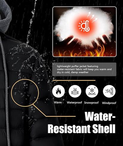 SWISSWELL Mens Lightweight Puffer Jacket with Hood Quilted Insulated Water-Resistant Coat Warm Winter Zip Up Hooded Jacket in Saudi Arabia