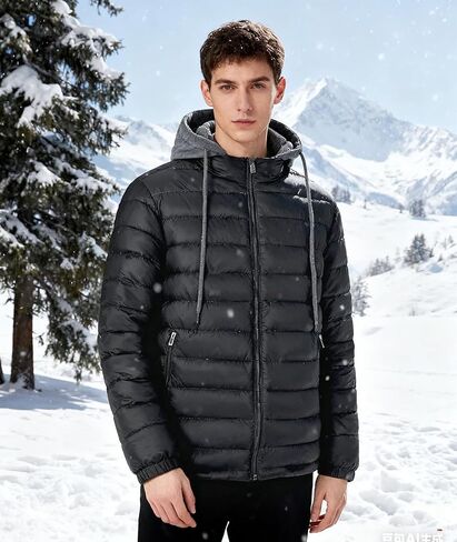SWISSWELL Mens Lightweight Puffer Jacket with Hood Quilted Insulated Water-Resistant Coat Warm Winter Zip Up Hooded Jacket in Saudi Arabia