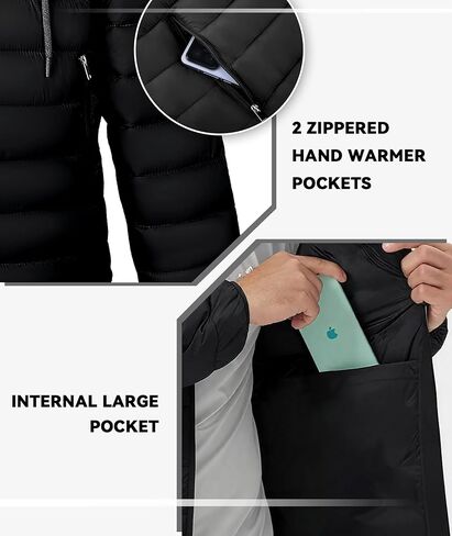 SWISSWELL Mens Lightweight Puffer Jacket with Hood Quilted Insulated Water-Resistant Coat Warm Winter Zip Up Hooded Jacket in Saudi Arabia