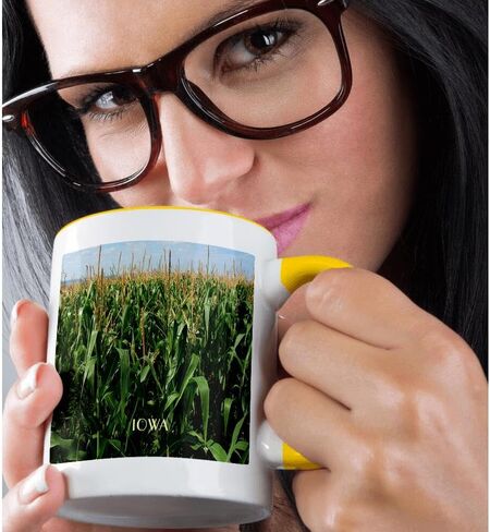 3dRose mug_62484_4 "Corn Fields Of Iowa" Two Tone Black Mug, 11 oz, Multicolor in Saudi Arabia