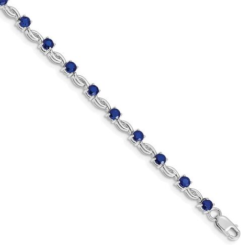 Sonia Jewels Real 14k White Gold الياقوت الأزرق سوار الأحجار الكريمة الأحجار الكريمة - مع قفل جراد البحر آمن 7 "(العرض = 4 مم) in Saudi Arabia