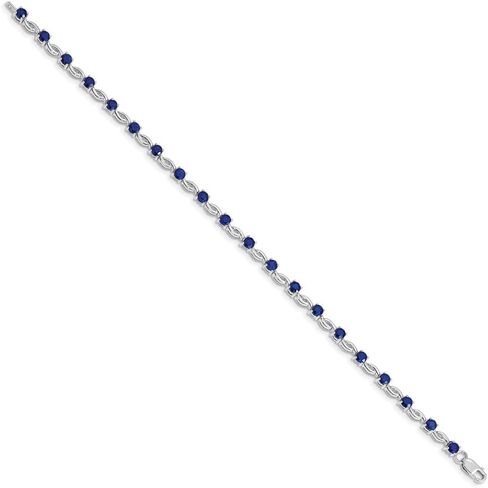 Sonia Jewels Real 14k White Gold الياقوت الأزرق سوار الأحجار الكريمة الأحجار الكريمة - مع قفل جراد البحر آمن 7 "(العرض = 4 مم) in Saudi Arabia