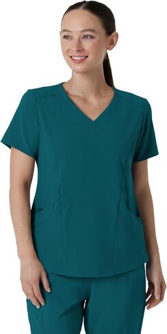WonderWink Renew Women's V-Neck Scrub Top, Caribbean, XL in Saudi Arabia